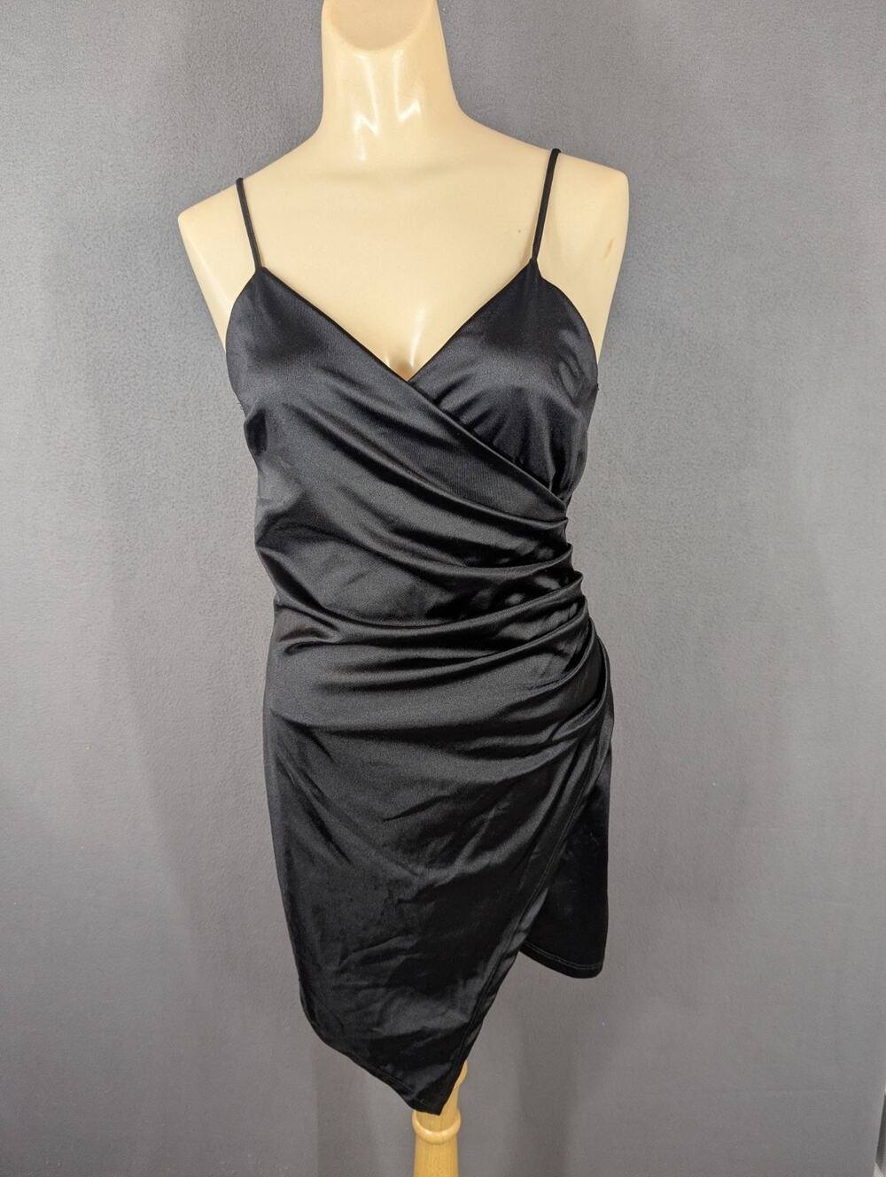 Vintage Christina Dress XS Little Black Dress Party Ruched Asymmetric Hem